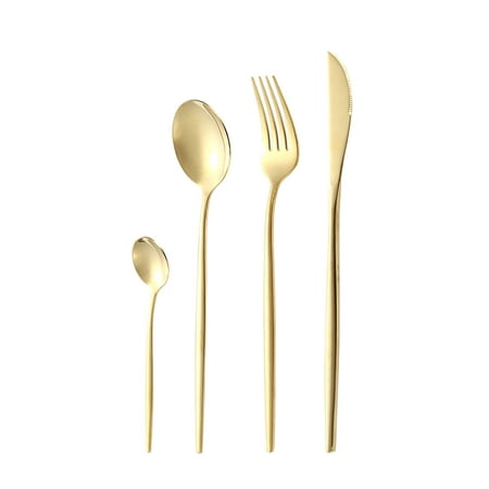 

Matte Gold Silverware Set With Steak Knives Stainless Steel Gold Flatware Set 16 Pcs Set Cutlery Utensils Set Service For 4 Spoons And Forks Set