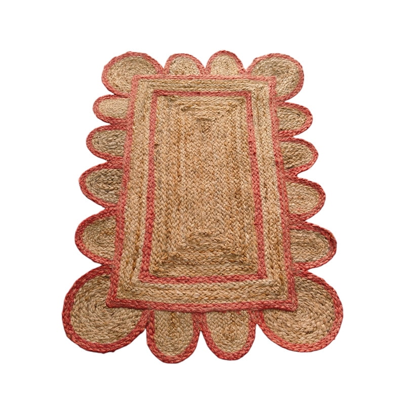 KLAVATE Scalloped Natural Mini Jute Rug