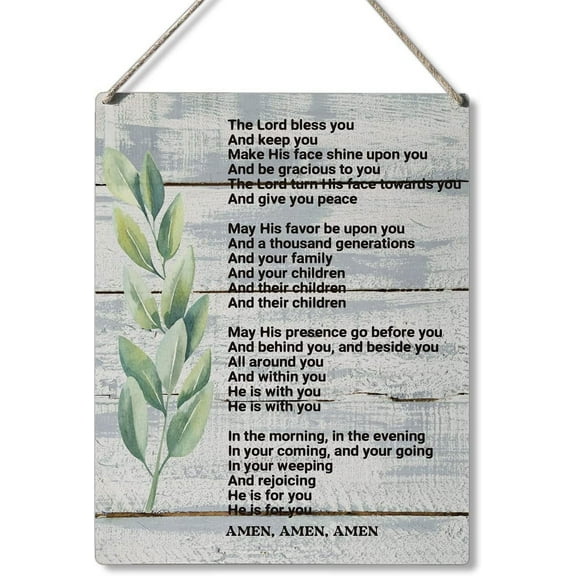 New Wood Sign 5x10 Inch Front Door Sign The Lord Bless You and Keep You Make His Face Shine Upon You Hanging Wooden Wall Sign Home Garden Yard Signs Christmas Plaque Farm House Gifts