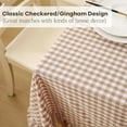 thumbnail image 5 of Taupe Plaid Ruffled Table Cloth for Rectangle Table Seat 4-6, 100% Washed Cotton Brown Classic Farmhouse Fall Checker Gingham Vintage Decorative Tablecloth - 70"x52", 5 of 7
