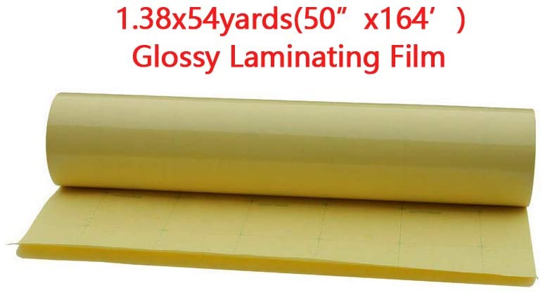 INTBUYING 50inX164Ft Glossy Cold Laminating Film Yellow Self-Adhesive Lamination Vinyl Film 1Roll for Cold Lamina-tor