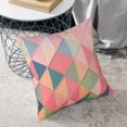 thumbnail image 6 of ZNDUO Square Home Decorative Throw Pillows, Corduroy Pink Triangle Plaid Pattern Couch Pillows, Throw Pillows for Bed, 16"x16", 6 of 8