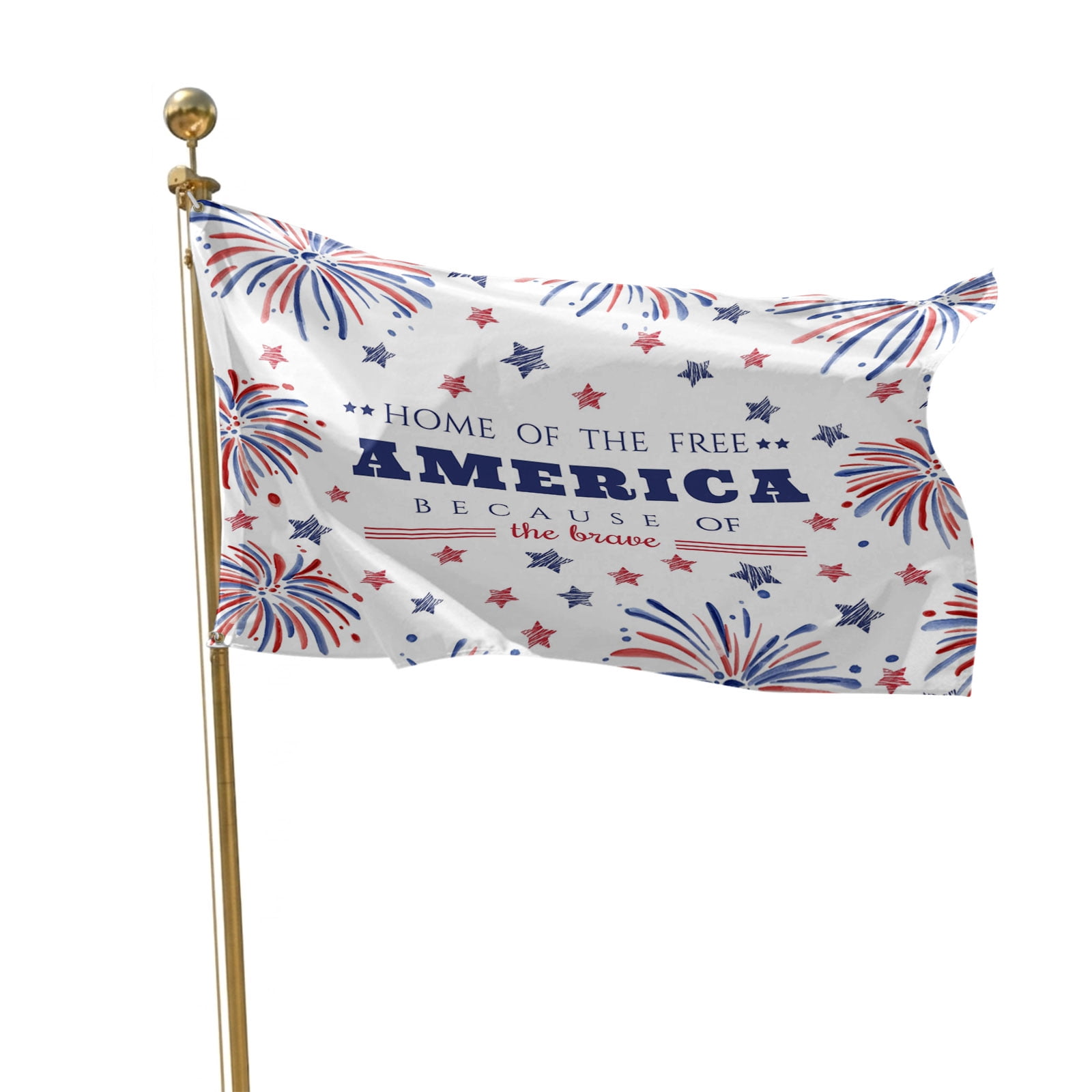 4th of July Flags for Outside 3x5 ft Patriotic Stars Fireworks Outdoor Flags Double Sided Grommets House Banner Free USA Flag Patio Yard Flag for Outdoor Party Porch Independence Day Decor
