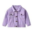 thumbnail image 2 of IBTOM CASTLE Toddler Kid Baby Boys Girls Denim Jacket Long Sleeve Button Down Jeans Coat Cowboy Overcoat Hoodie Casual Outwear 4-5 Years Purple, 2 of 8