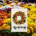 thumbnail image 3 of Fall Wreath Welcome Garden Flag 12.5x18 Inch Double Sided, Floral Autumn Rustic Harvest Yard Outdoor Decoration (White 4), 3 of 6