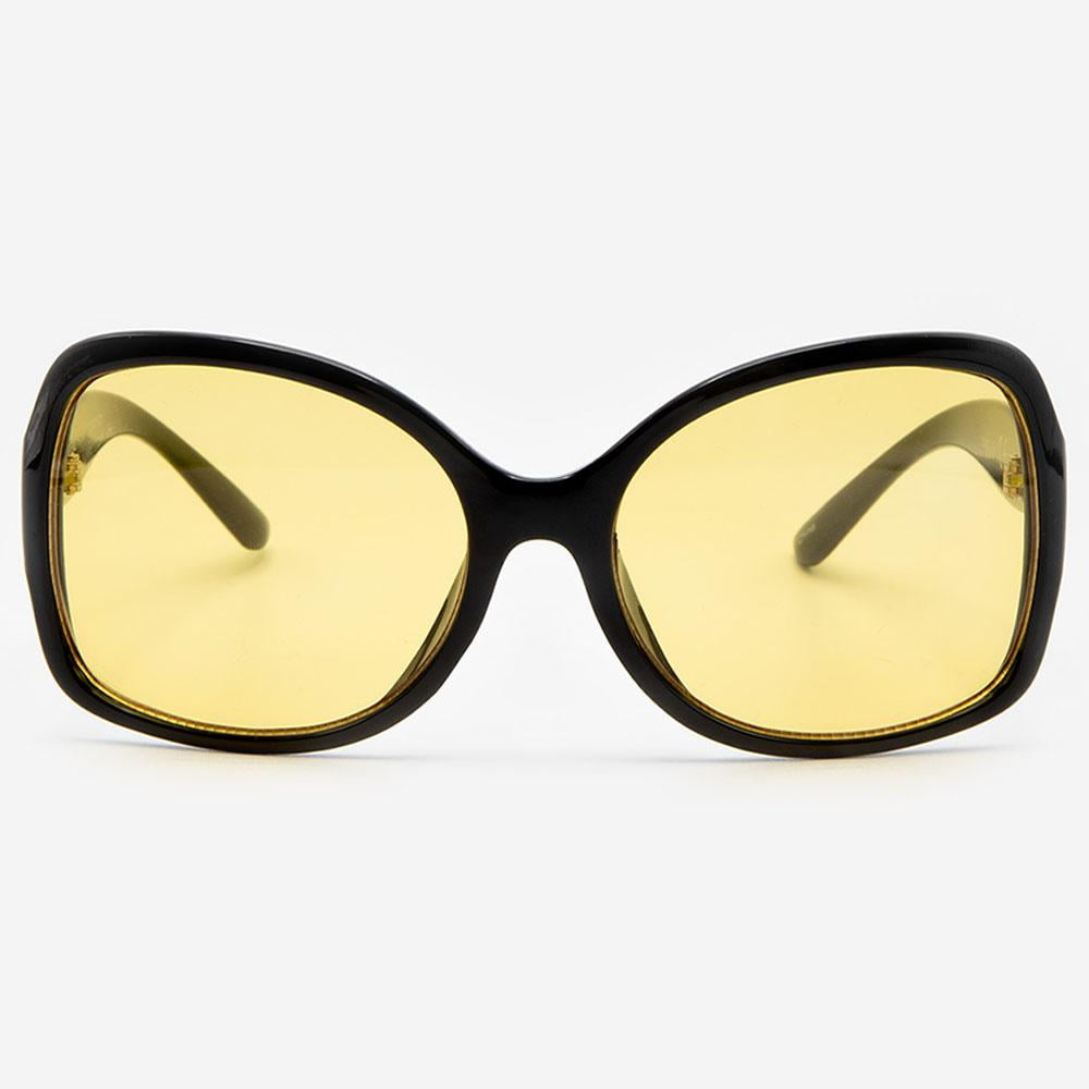 2x Anti Glare Yellow Tinted HD Night Vision Driving Glasses Classic Pilot Goggle 