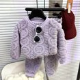 thumbnail image 5 of Girls' Clothing Sets 2 Piece Fuzzy Winter Warm Fleece Loose Flannel Cute Pullover Sweatshirt and Jogger Pant Pajamas Sweatsuit 5-14 Years, 5 of 6
