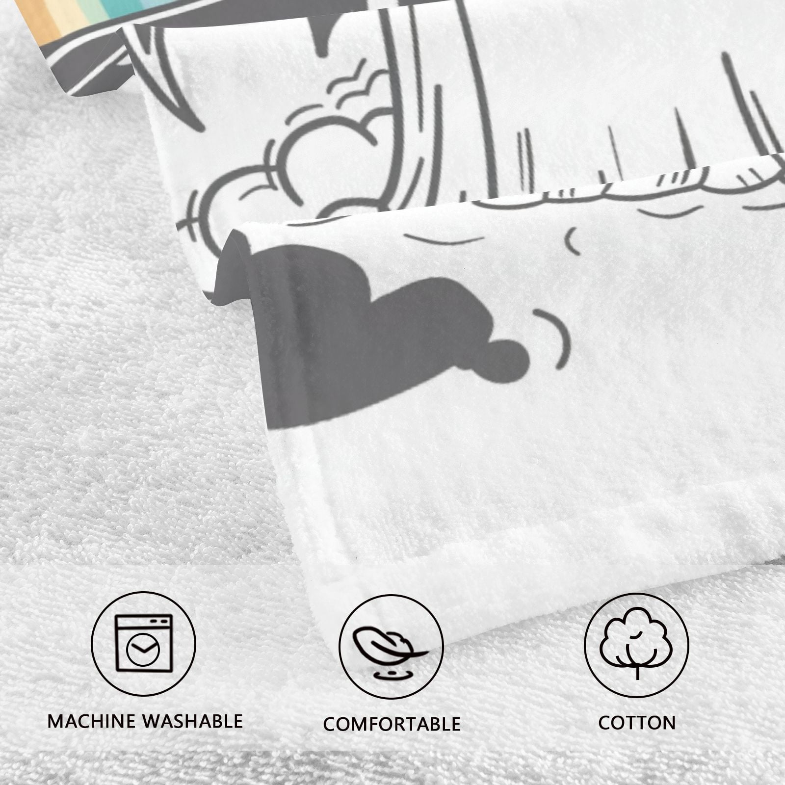 Rainbow Gost Hand Towels Cotton Bath Towels Large Face Towels Absorbent for Bathroom 2 Packs