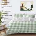 thumbnail image 3 of 3 Piece Sage Green Buffalo Plaid Duvet Cover Set California King,Microfiber Comforter/Quilt Cover with Corner Ties and 2 Pillowcases,Green White Checkered Farmhouse Soft Bedding with Zipper Closure, 3 of 8