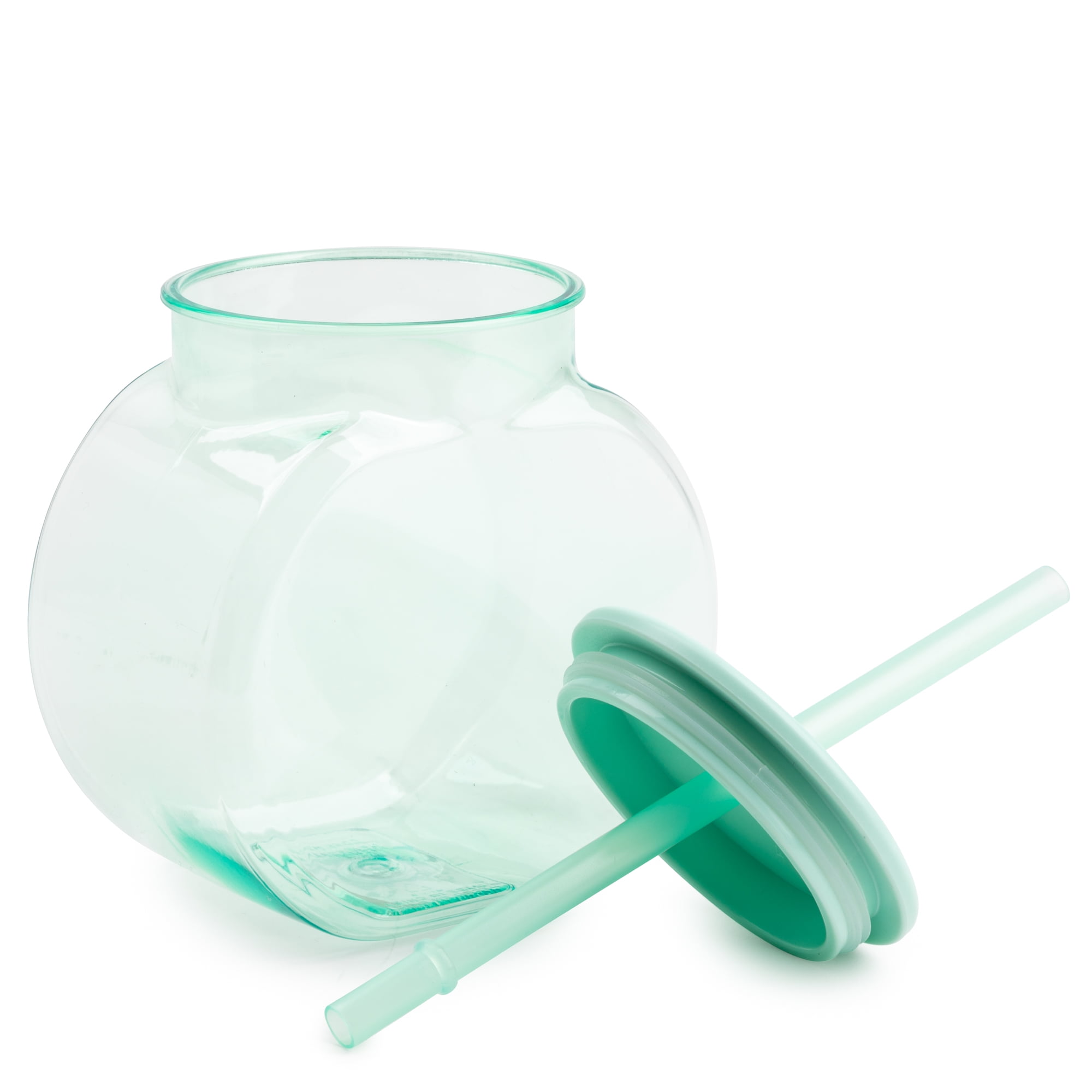 Mainstays Sip Plastic Fishbowl Tumbler with Lid and Straw, Green