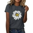 thumbnail image 2 of Hunpta Womens T Shirts Women Sunflower Graphic Crew Neck Summer Tops Loose Short Sleeve Casual Tees Dark Gray, 2 of 4