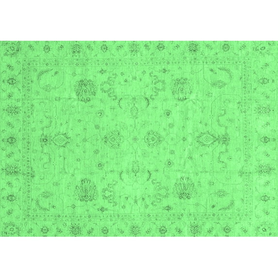 Ahgly Company Indoor Rectangle Oriental Emerald Green Traditional Area Rugs, 8' x 12'