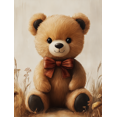 thumbnail image 1 of Qisvanset 12x16 Inch 2D Flat Framed Canvas Art, Earth Tone Teddy Bear Bow Coquette Neutral Boy Nursery Wall Art Decor, 1 of 5