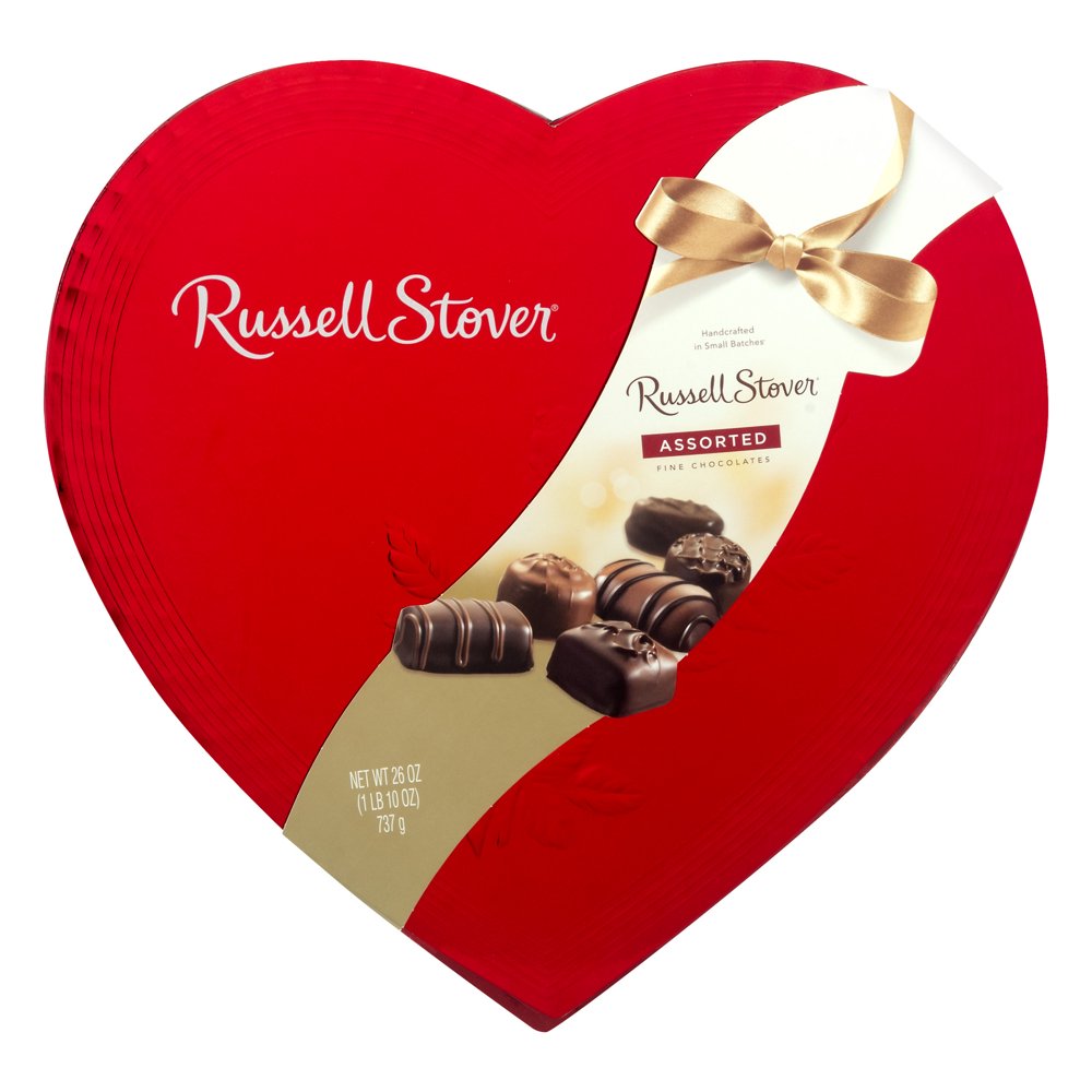 Russell Stover Red Foil Heart Box of Valentines Assorted Chocolates