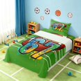 thumbnail image 3 of Manfei Boys Rugby Twin Sheets, Sport Bedding, Green Multicolor 3-Piece(1 Flat Sheet, 1 Fitted Sheet and 1 Pillowcase), 3 of 6
