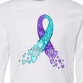thumbnail image 4 of Inktastic Suicide Prevention Ribbon with Blue and Purple Hearts Long Sleeve Youth T-Shirt, 4 of 5
