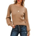 thumbnail image 1 of HOTAPEI Womens Crewneck Pullover Sweaters Ribbed Knit Long Sleeve Sweater Lantern Sleeve Slim Fit Pullover Jumper Tops, 1 of 6