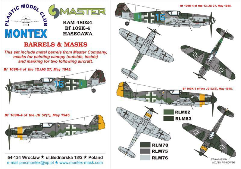 Montex KAM 1:48 Bf-109 G-10 #2 for Hasegawa Mask Metal Part #KAM48040 