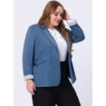 thumbnail image 3 of GRACE & GRANDEUR Blazer à Revers Cranté à Rayures Contrastées pour Femmes Grande Taille Gris Bleu 4X, 3 of 5
