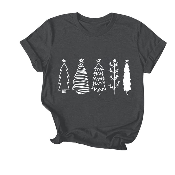 Navidad Mujeres Tops, Cuello Redondo Manga Corta Impresa Camiseta, Vintage Holiday Humor Tee Top