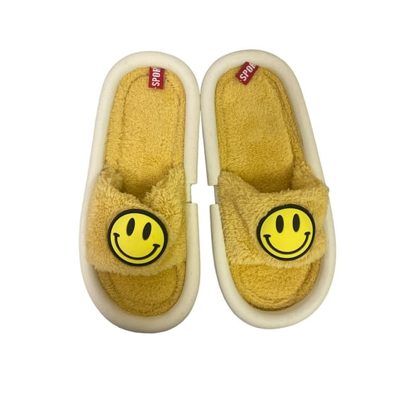Charmed Emoji Smiley Face Slippers for Women Anti-Slip Soft Plush Comfy Indoor Slippers Size 9/10