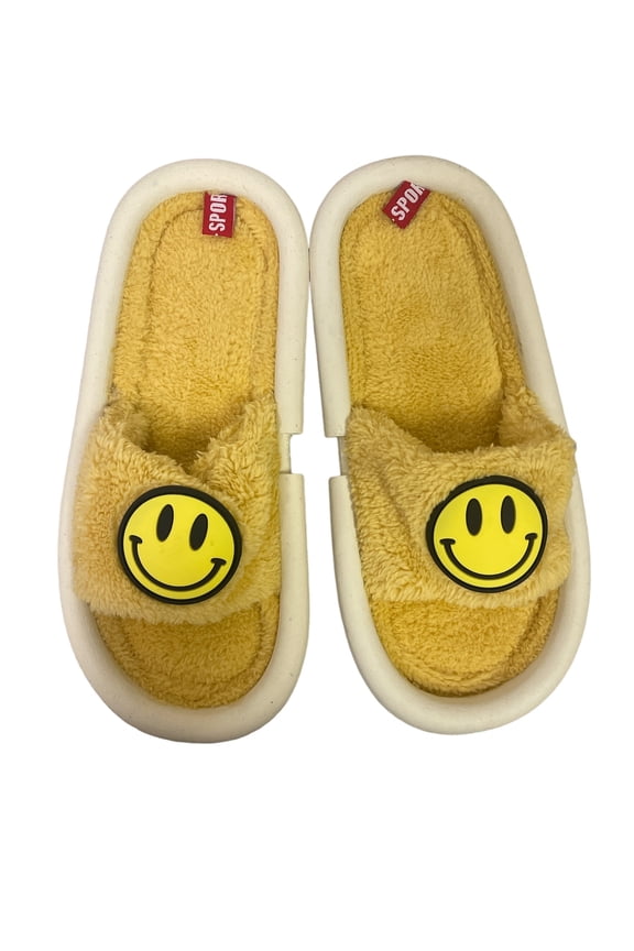 Emoji Smiley Face Slippers for Women Anti-Slip Soft Plush Comfy Indoor Slippers Size 9/10