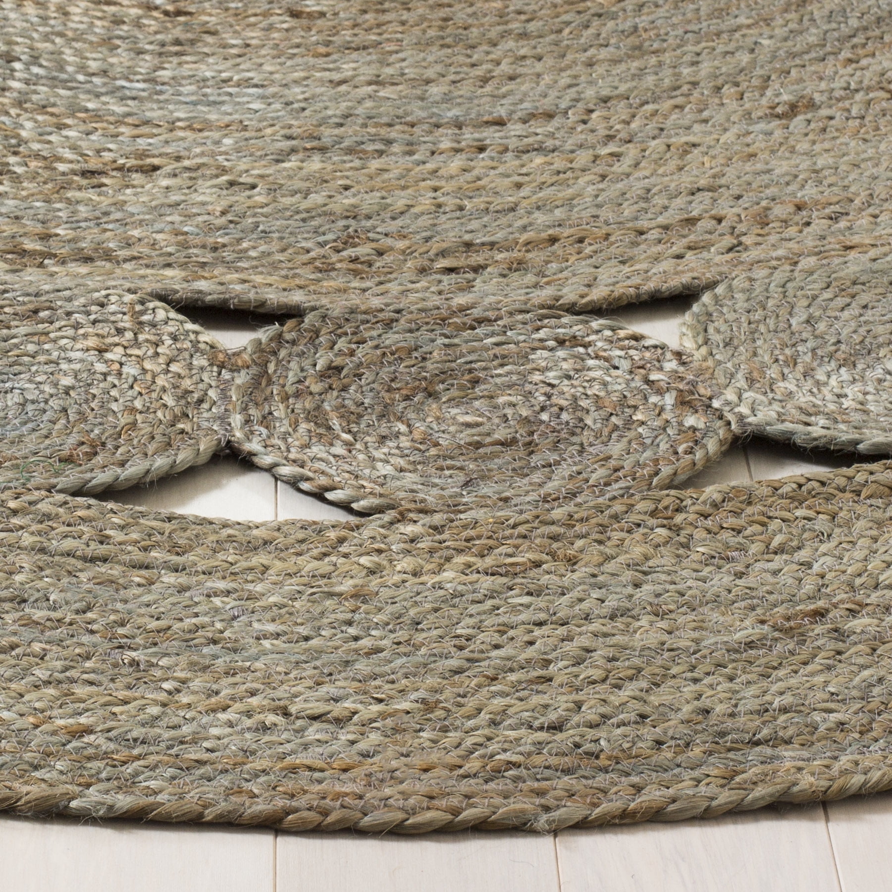 SAFAVIEH Natural Fiber Morgan Braided Jute Area Rug, Grey, 6'6" x 6'6" Round
