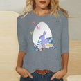 thumbnail image 1 of EGNMCR Easter Chemise Imprimée T-Shirts Graphiques pour Femmes Chemises pour Femmes Mode Femme Décontractée Imprimé de Noël Col Rond Blouse Imprimée Manches 3/4 T-Shirt Blouses T-Shirts pour Femmes, 1 of 4