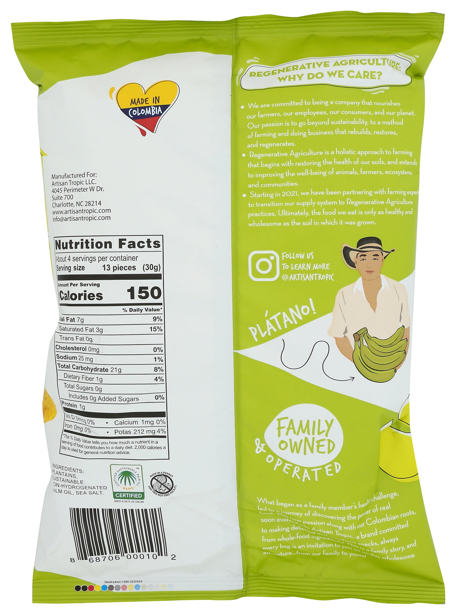 Artisan Tropic Plantain Sea Salt 4.5Oz Pack Of 12