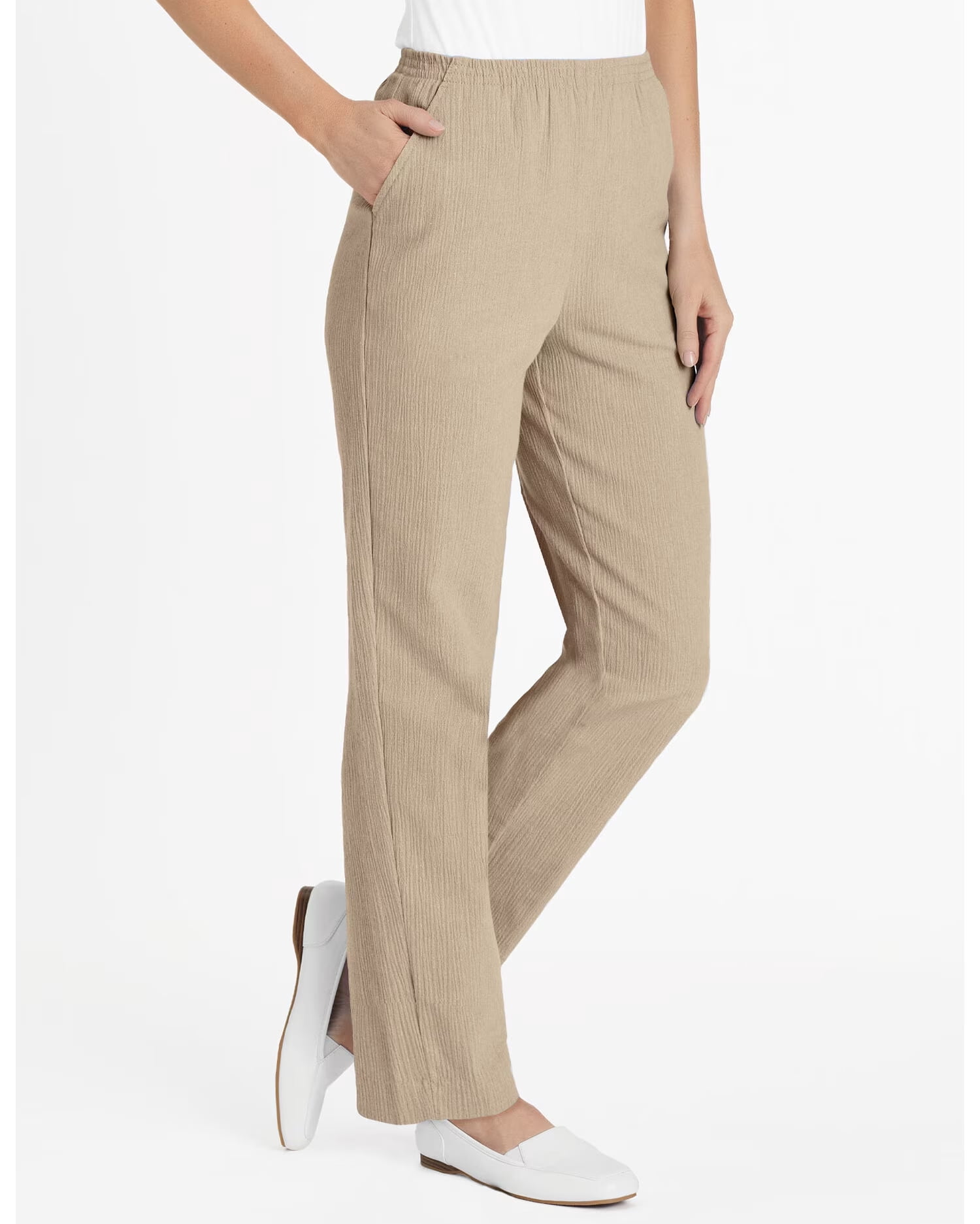 Blair Womens Crinkle Calcutta Cloth Pull-On Pants