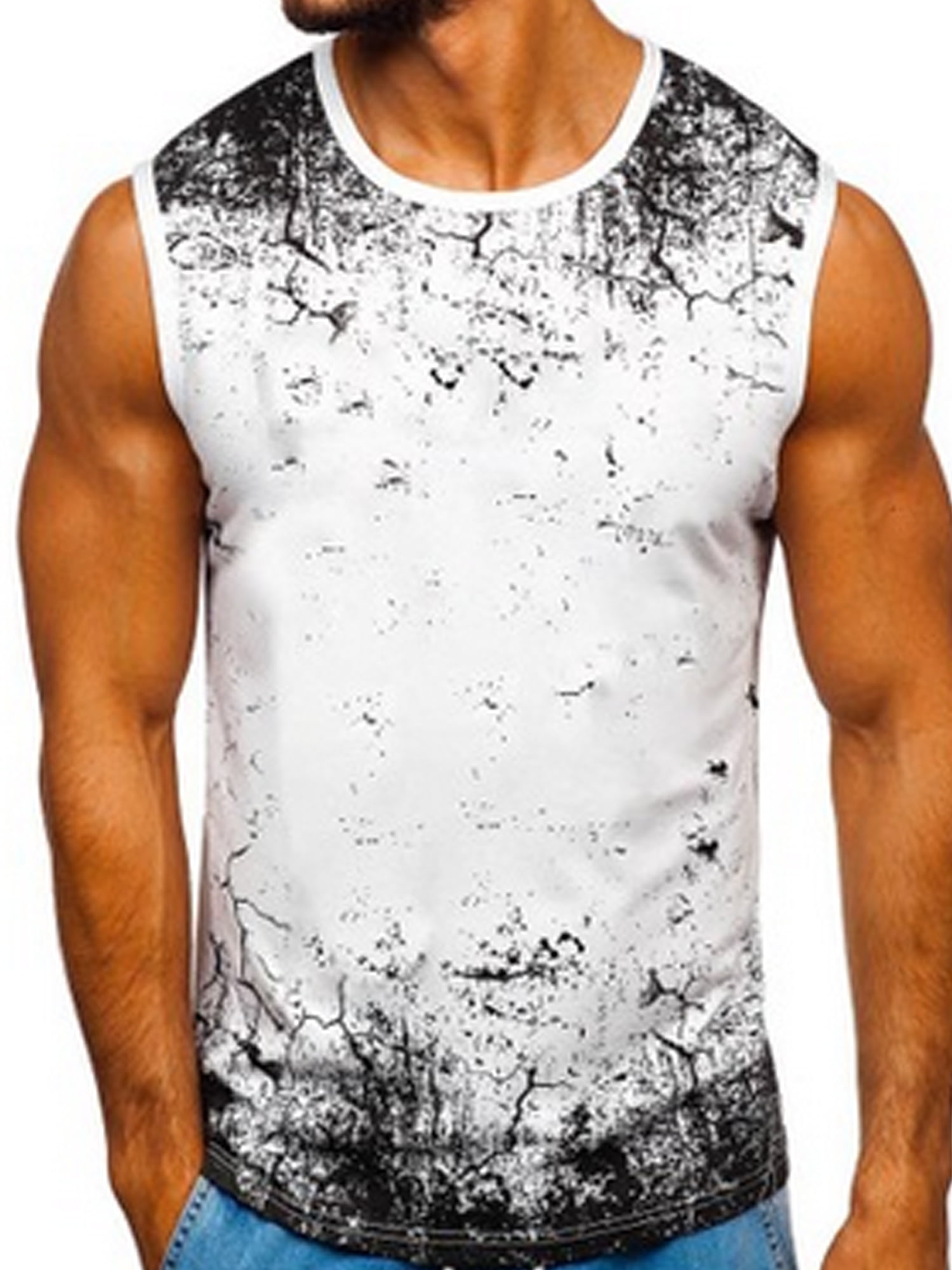 Hot!Men Tops Plus Size New Style O-Neck Solid Slim Comfortable Sleeveless Shirts Outdoor Leisure Sports Fitness Breathable Running Vest Top Blouse T-Shirt