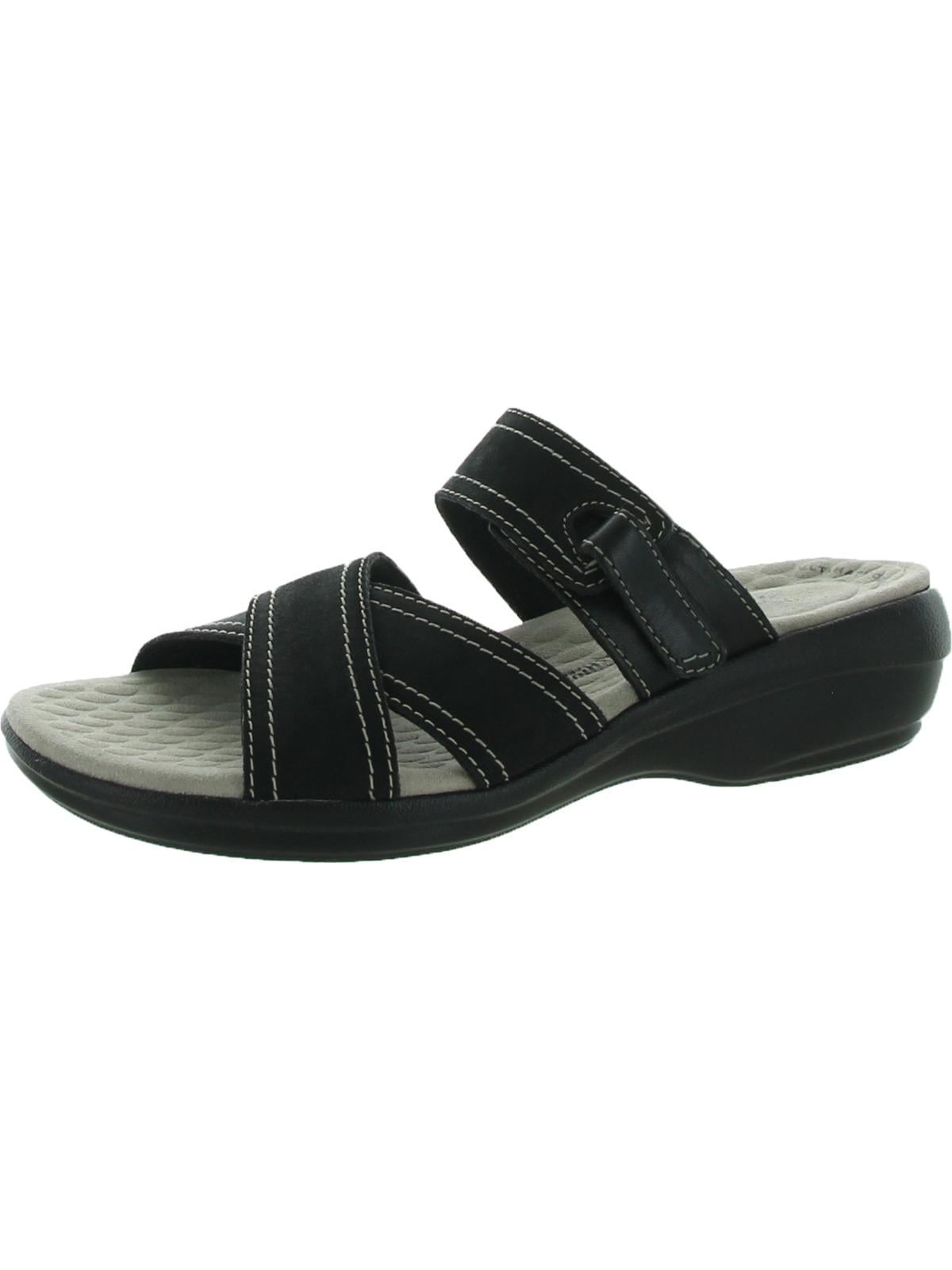 Clarks Womens Alexis Art Leather Slip On Slide Sandals Black 8.5 Narrow ...
