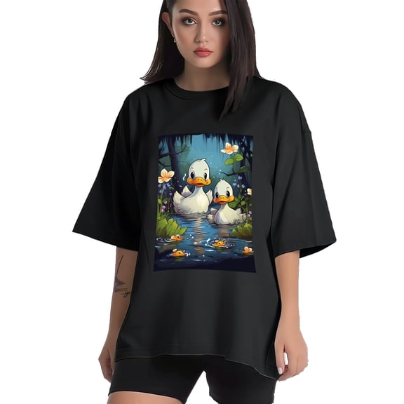 Plus Size Shirt for Women Black Tops for Women Short Sleeves Shirt for Women Duck T Shirt Crewneck Shirt for Women XS