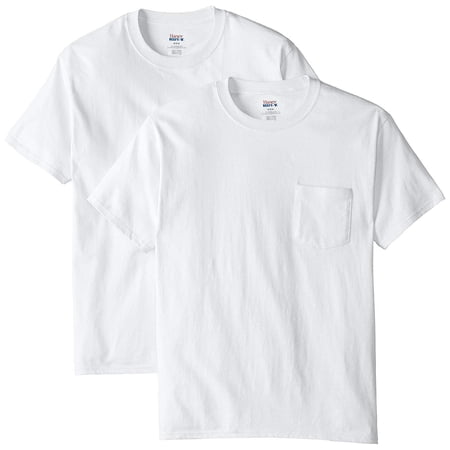Hanes Men`s Beefy-T Pocket T-Shirt,5190,S,White (Pack of 2) 2 White