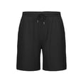 thumbnail image 7 of Mens Casual Shorts,Summer Solid Straight Leg Casual Short,Loose Vacation Beach Classic Drawstring Elastic Waist Shorts (Black,L), 7 of 7