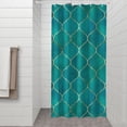 thumbnail image 2 of Teal and Gold Geometric Lattice Pattern Shower Curtain 36"x72" ,Bathroom Decorative Shower Curtains Set with 12 Hooks,Modern Waterproof Washable Shower Curtain, 2 of 6