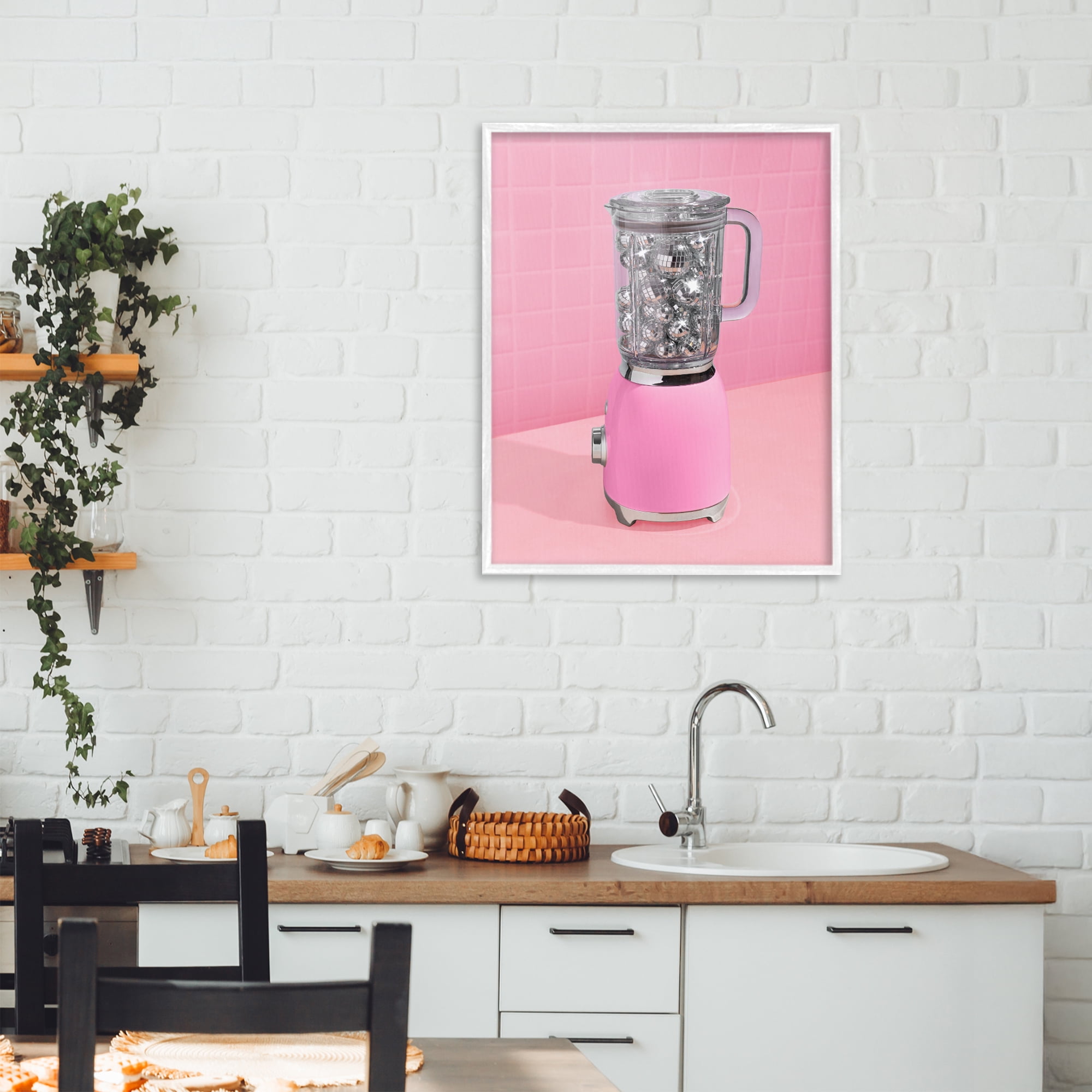 Stupell Industries Disco Drink Blender over Pink White Framed Giclee Art, design by LISH Creative