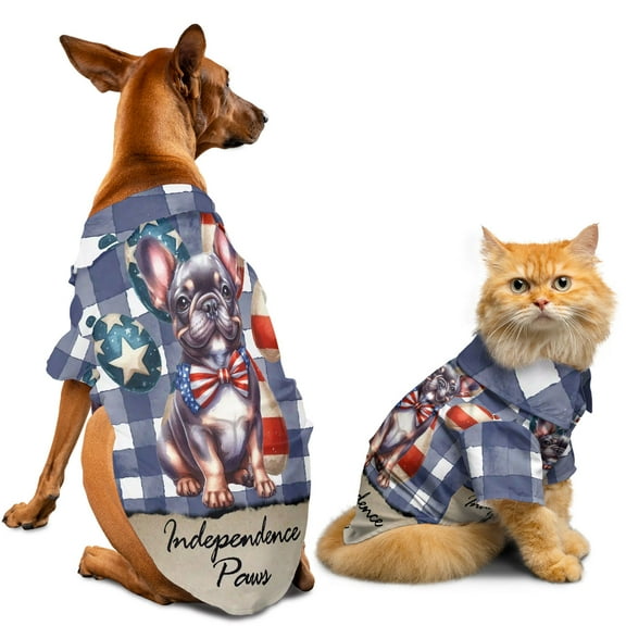 Patriotic French Bulldog 4th of July Independence Paws Hawaiian Summer Shirt for Small Medium Large Dog Cat Dog Lover Gifts - 02010