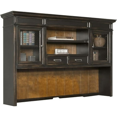 Hartford Wood Hutch With Wire Mesh Doors Storage Hutch Office Cabinet Black