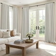 thumbnail image 2 of 100% Blackout Curtains 84 Inch Long 2 Panels Set for Bedroom, Thick Faux Linen Black Out Curtain Room Darkening Back Tab Pleat Window Textured Drapes with Hooks for Living Room, Light Beige, 2 of 8