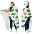 thumbnail image 2 of Wearable Blanket,White Green Dinosaurs Speech Bubbles Pattern Hooded Wearable Flannel Blanket for Adults & Teens with Buckle,Winter Poncho Shawl Wrap Cape,50"x60", 2 of 5