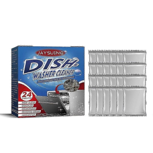 Jaysuing Dishwasher Cleaning Descaling Sheet Kitchen & Bathroom Household Dishwasher Removing Heavy Oil Stain Cleaner - 24pcs