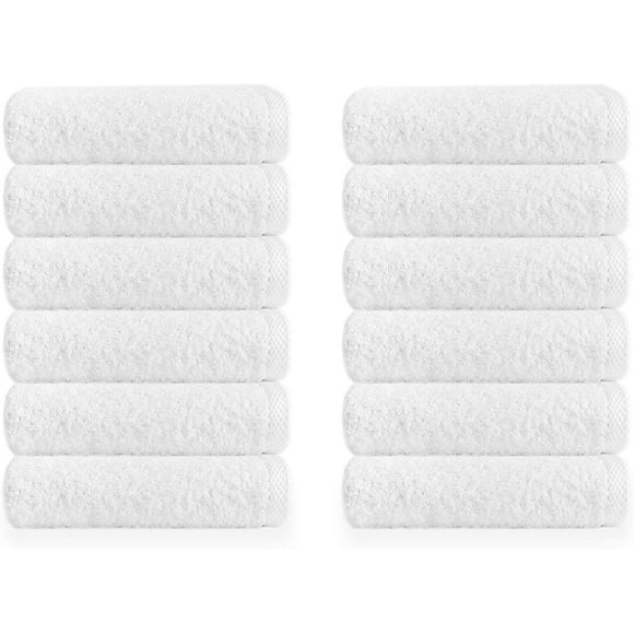Raymond Clarke 12 Washcloths, Face Cloths Pack White Twelve Pack, 12x12 inch, Ultra Soft Salon Towels, Spa Towels, fingertip Towels, Nail Towels White, 12pc