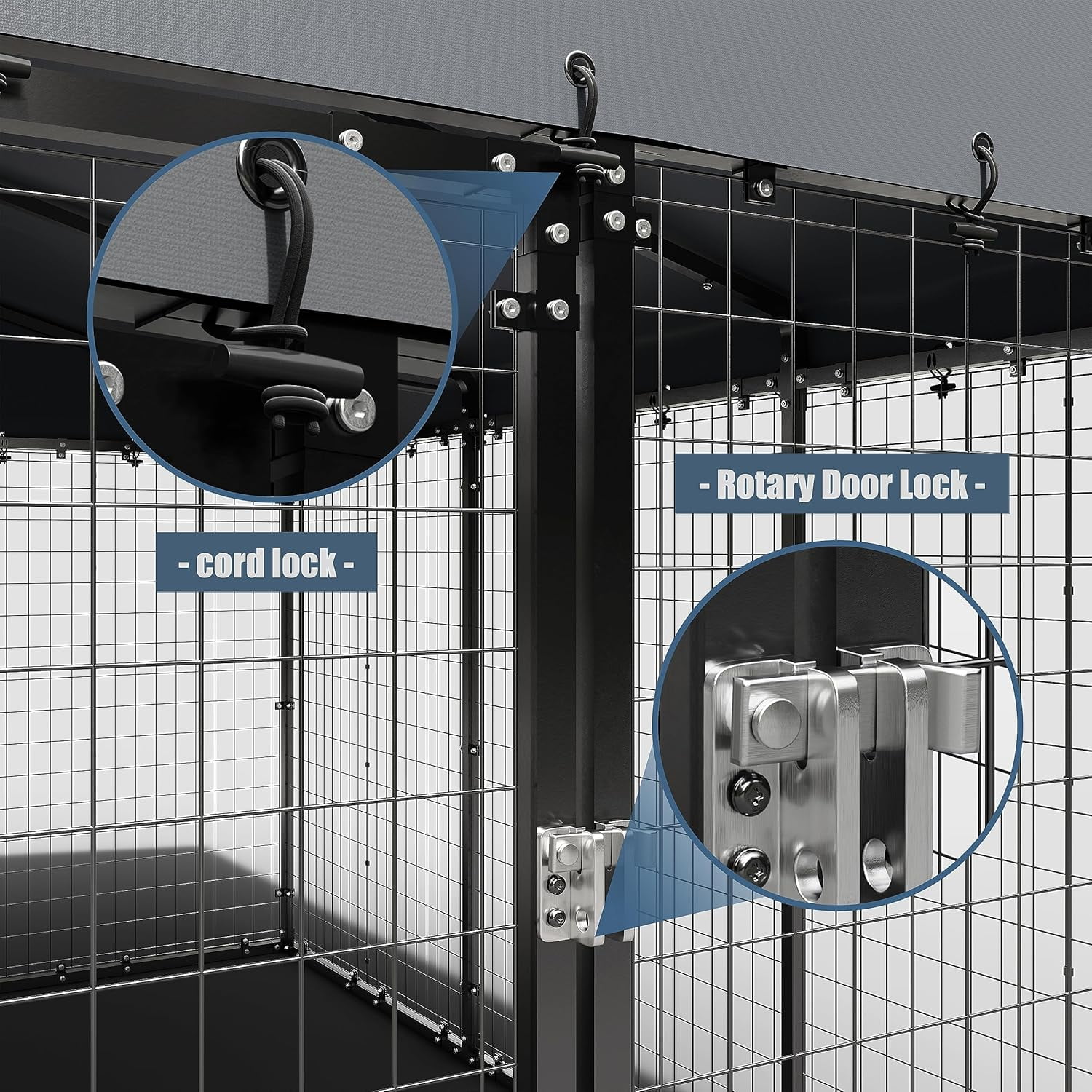 ALAULM 10x10x6 FT Large Outdoor Dog Cage, Heavy-Duty Kennel Enclosure with Weatherproof UV-Resistant Cover, Rust-Proof Galvanizing Steel Barrier Fence with Dual Safety Lock for Yard, Garden & Patio