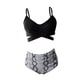 thumbnail image 3 of Sunloudy - Traje de baño de dos piezas para mujer, tops de bikini con tirantes finos de color sólido + bragas de bikini con estampado de leopardo Sunloudy S M L XL XXL, 3 of 7
