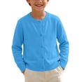 thumbnail image 5 of BXJX Girls Open Front Cardigans, School Crew Neck Casual Long Sleeve Kids Knitted Cardigan Sweaters Sky Blue Size 8-9 T, 5 of 9