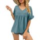 thumbnail image 1 of Top para mujer Casual Cuello en V Manga con volantes Camisetas Mujer Manga corta Camisetas sueltas Azul M, 1 of 6