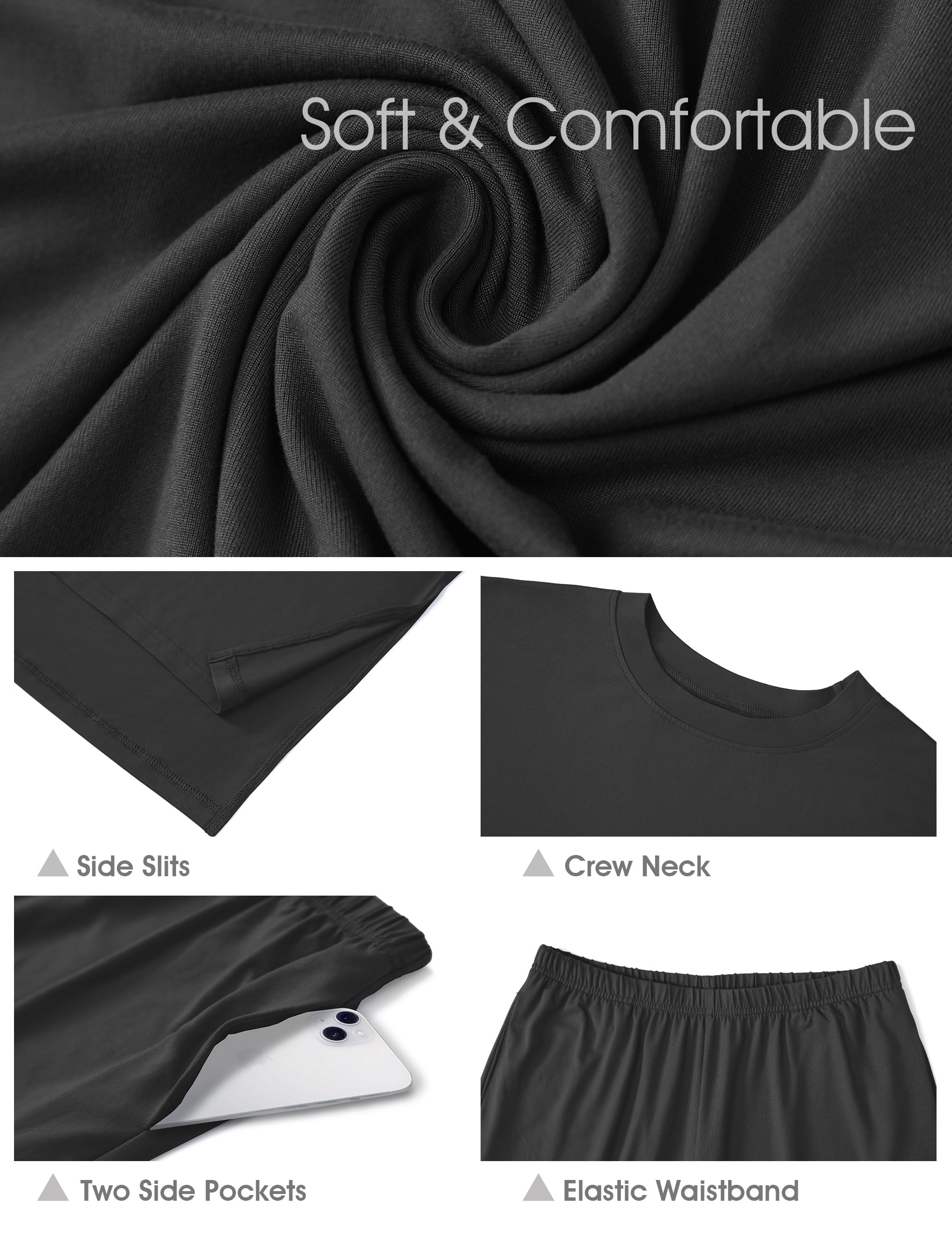 MINTREUS Lounge Sets for Women Knit Short Sleeve Tops and Long Pants Soft Comfy Pajamas Set Oversized 2 Piece Outfits S-4X