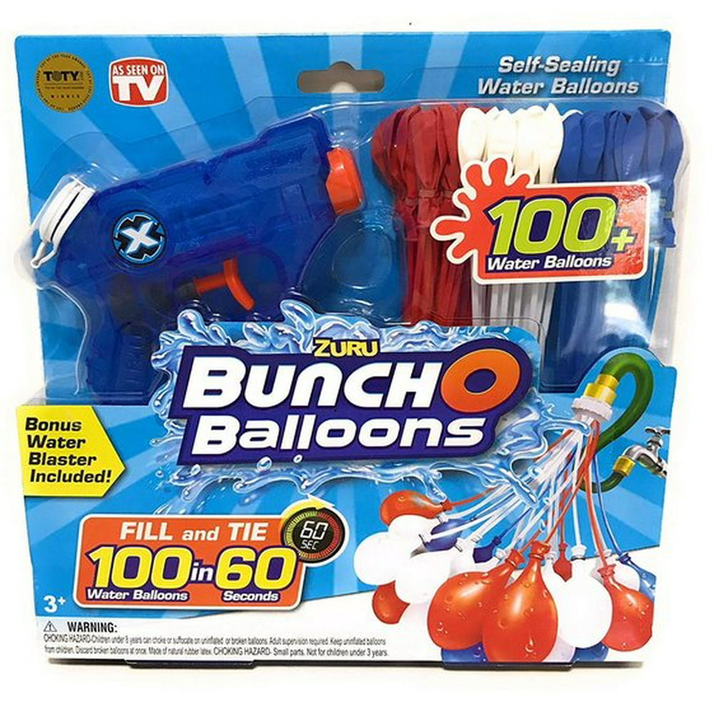Zuru Bunch O Water Balloons 100 Pack Red White & Blue w/ Blaster Gun