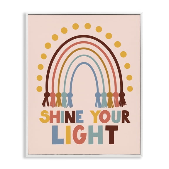 Stupell Industries Contemporary Shine Your Light Hanukkah Rainbow White Framed Giclee Art, 11 x 14, by Caverly Smith